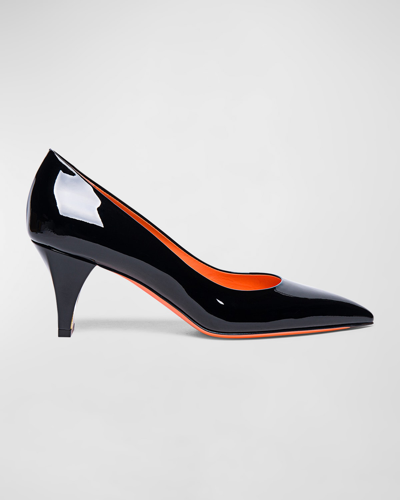 Santoni Delfica Patent Leather Pumps In Black