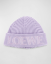 Loewe Blurred Logo Wool Beanie In 6140 Lilac