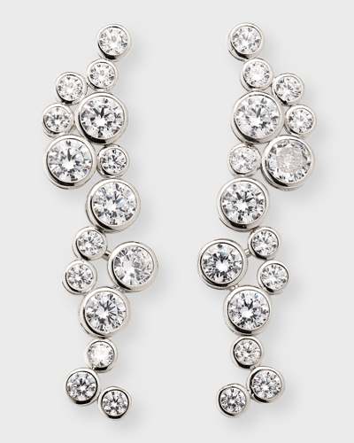 Golconda By Kenneth Jay Lane Round Bezel-set Cubic Zirconia Cluster Drop Earrings In Silver