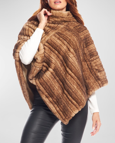 Fabulous Furs Classic Mink Faux Fur Poncho In Toffee