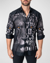 Maceoo Fibonacci Mentality Regular Fit Cotton Button-up Shirt In Black