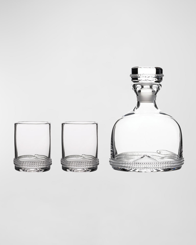 Juliska Dean Decanter & Double Old Fashioned Glass Three-piece Set In Clear