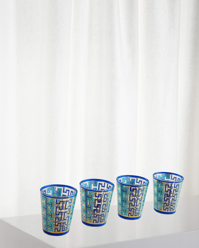 Jonathan Adler Madrid Boxed Glasses, Set Of 4 In Blue