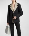 Bottega Veneta Curved-sleeves Layered Compact Wool Single-breasted Jacket In Nero