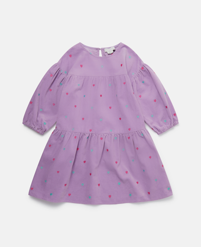 Stella Mccartney Babies' Heart Embroidery Dress In Lilac
