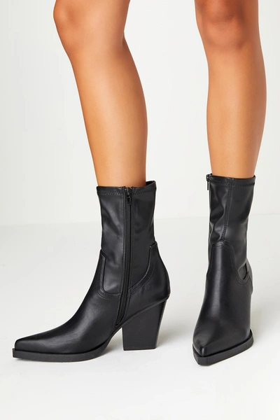 Lulus Bertram Black Pointed-toe Mid-calf High Heel Boots