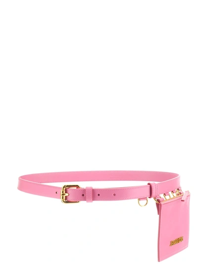 Jacquemus Pink La Ceinture Anellu Pouch Leather Belt In Rosa