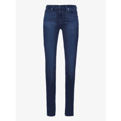 Paige Hoxton Straight High Rise Cotton Blend Denim Jeans In Blue