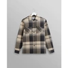 Wax London Black And Ecru Spear Checked Whiting Overshirt In Black