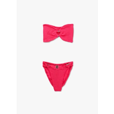 Hunza G Nicole Crystal-embellished High-rise Bikini In Pink