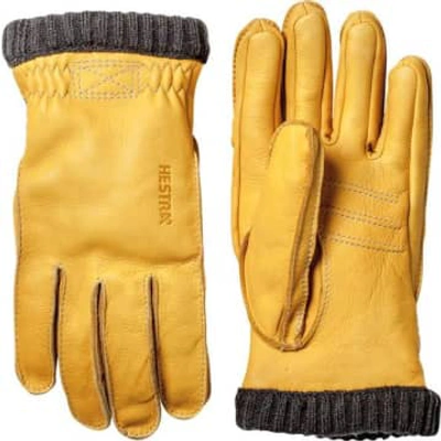 Hestra Natural Yellow Deerskin Primaloft Rib Gloves In Yellow/black