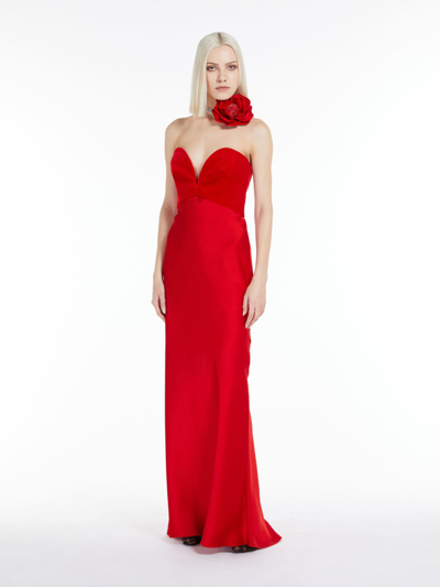 Max Mara Caldaia Crêpe Satin Maxi Dress In Red