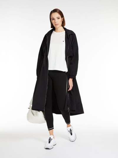 Max Mara Hooded Taffeta Duster Coat In Black