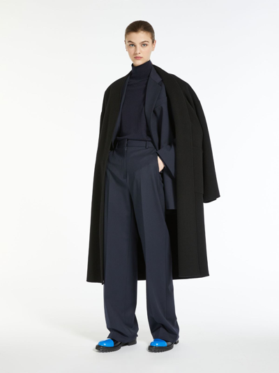 Max Mara Wool Broadcloth Coat In Black