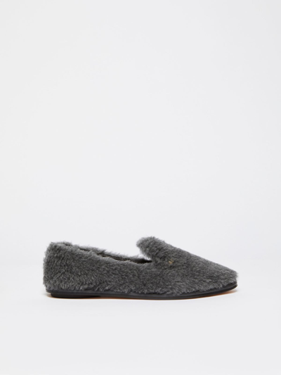 Max Mara Feliac Faux Fur Slippers In Dark Grey