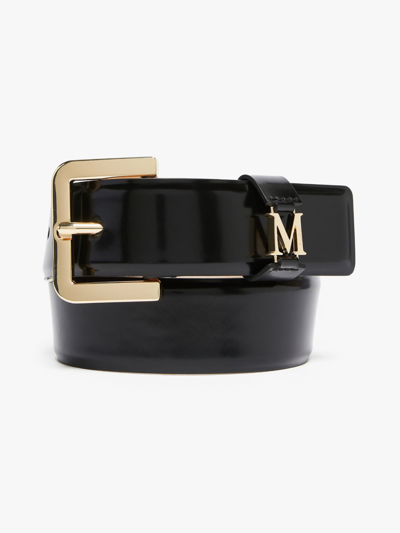 Max Mara Shiny Leather Belt In 005 Black