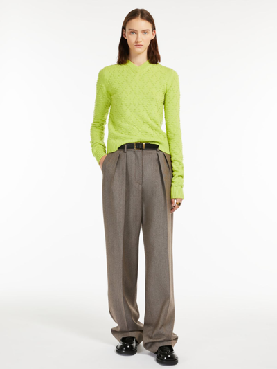 Max Mara Fancy-knit Wool And Cashmere Sweater In Lime