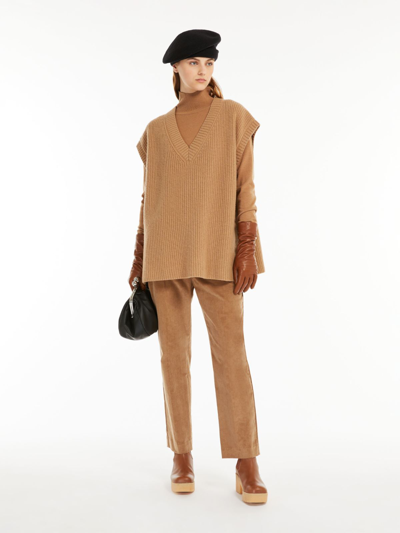 Max Mara Corduroy Getto Drawstring Trousers In Camel