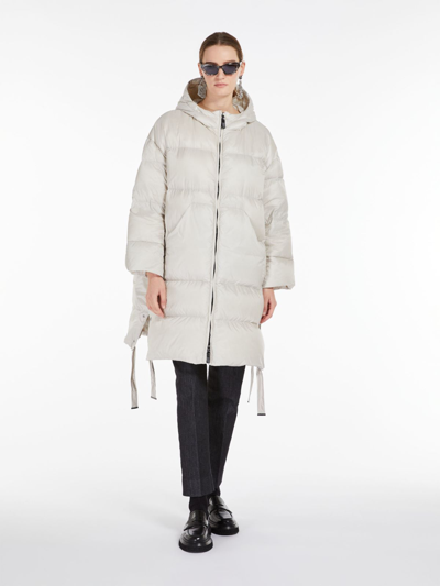 Max Mara Long Parka In Water-resistant Canvas In Ice