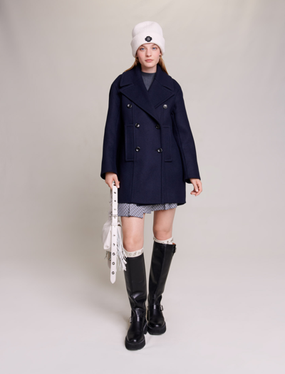 Maje Pea Coat In Navy