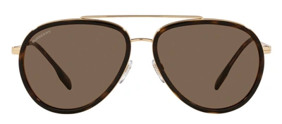 Burberry Oliver Be 3125 101773 Aviator Sunglasses In Dark Brown