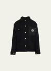 Sacai Carhartt Wip Michigan Canvas-trimmed Wool-blend Overshirt In Black