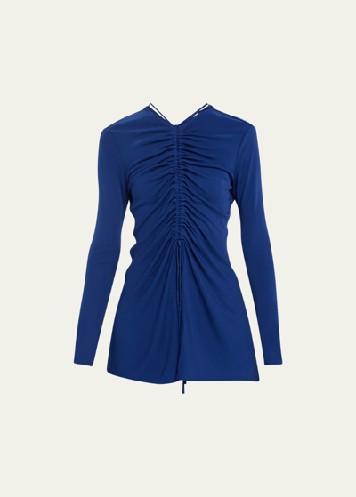 Proenza Schouler White Label Gathered-detail Long-sleeve Top In Blueberry