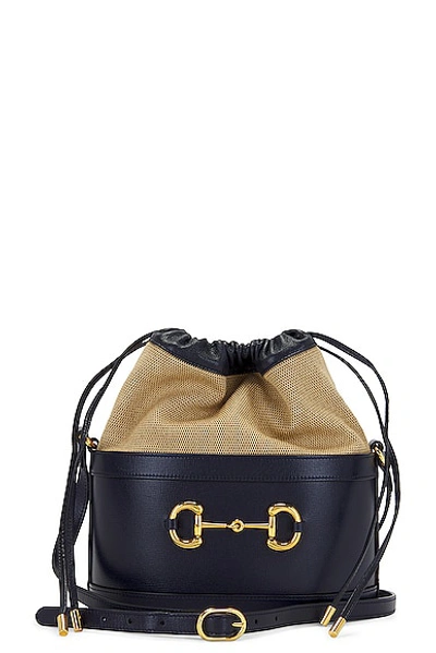 Gucci Horsebit Bucket Bag In Navy