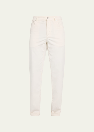 Brunello Cucinelli Men's American Pima Italian-fit Chino Trousers In White
