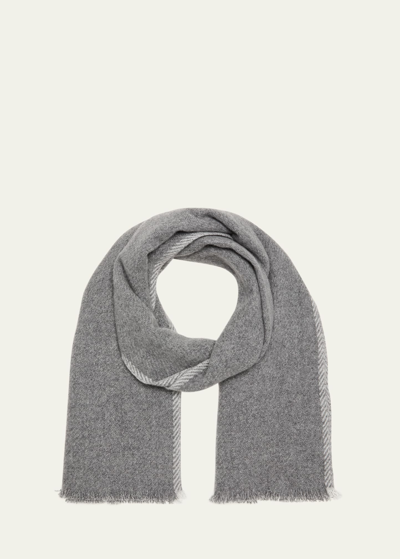 Brunello Cucinelli Fringed-edge Cashmere Scarf In C078a Grey Pearl