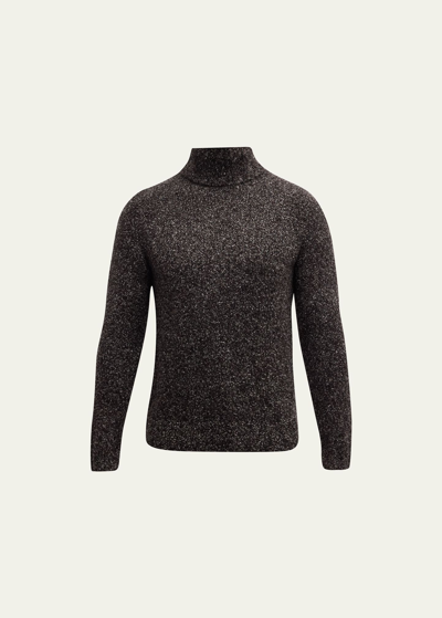 Giorgio Armani Official Store Bouclé Cashmere And Silk Rollneck Jumper In Dark Gray
