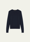 Theory Crewneck Sweater In Regal Wool In Deep Navy