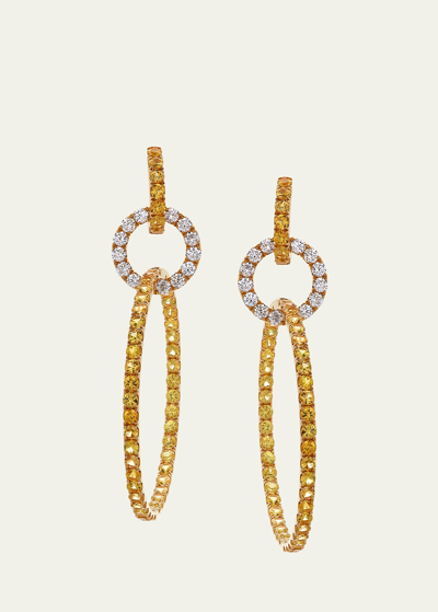Stéfère Yellow Gold Diamond And Yellow Sapphire Large Earrings From The Hoops Collection