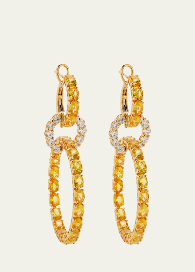 Stéfère Yellow Gold Diamond And Yellow Sapphire Earrings From Hoops Collection