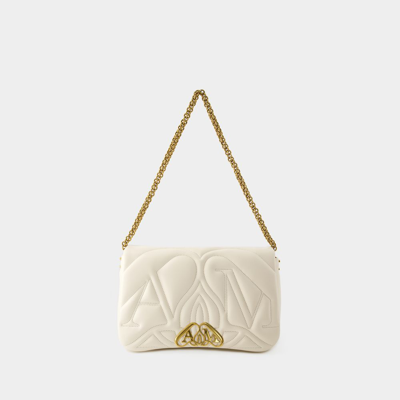 Alexander Mcqueen Womens Soft Ivory Gold The Seal Leather Shoulder Bag In Beige