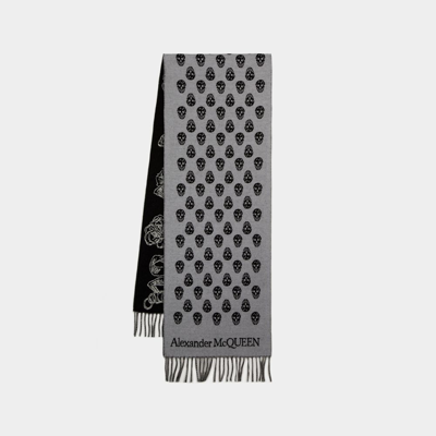 Alexander Mcqueen Scarf Ribbon Reverse In Grey