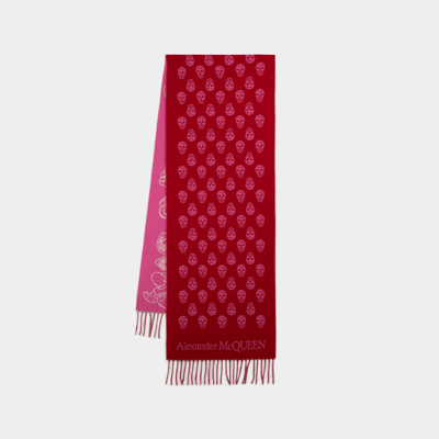 ALEXANDER MCQUEEN RIBBON REVERSE SCARF - ALEXANDER MCQUEEN - WOOL - RED