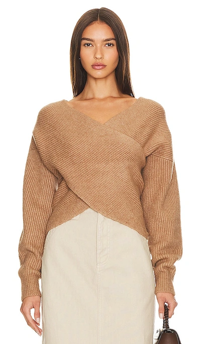 Brochu Walker Hughes Wrap Front Sweater In Camel