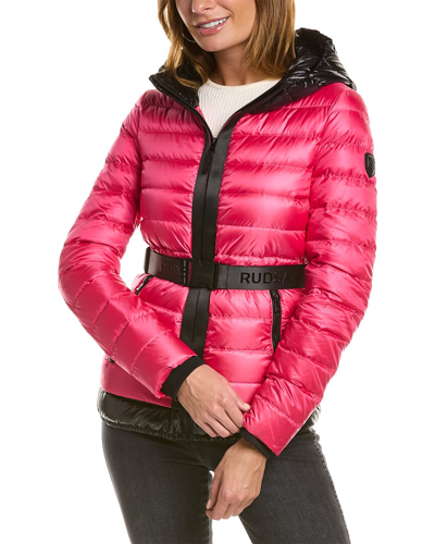 Rudsak Maiella Leather-trim Down Jacket In Black