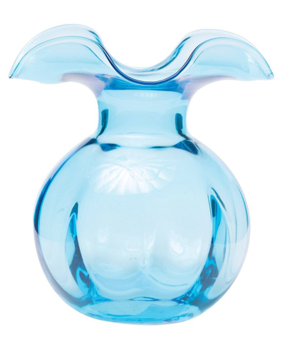 Vietri Hibiscus Glass Aqua Medium Fluted Vase In Blue