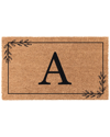 COCO MATS N MORE COCOMATSNMORE OLIVE LEAF BORDER MONOGRAM DOORMAT