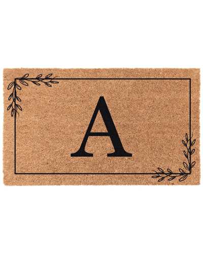 Coco Mats N More Cocomatsnmore Olive Leaf Border Monogram Doormat In Brown