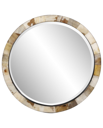 Howard Elliott Godfrey Round Tiled Horn Mirror In Black