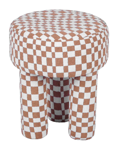 Tov Furniture 17" Checkered Boucle Upholstered Stool In Brown