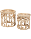 Baxton Studio Bowie 2pc Modern Bohemian Rattan Nesting End Table Set