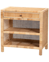 Baxton Studio Bella Modern Bohemian Mahogany & Rattan 1-drawer Console Table