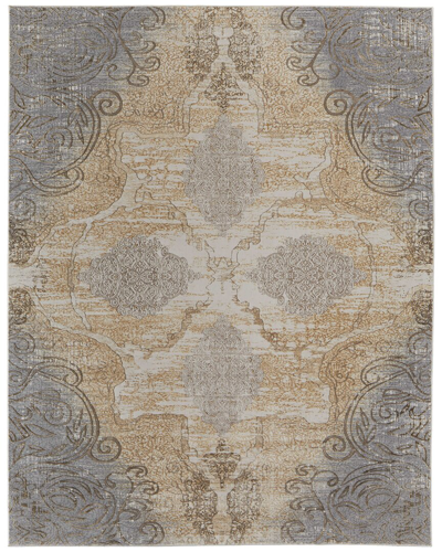 Weave & Wander Neoma Traditional Medallion Viscose & Polyester Accent Rug In Silver