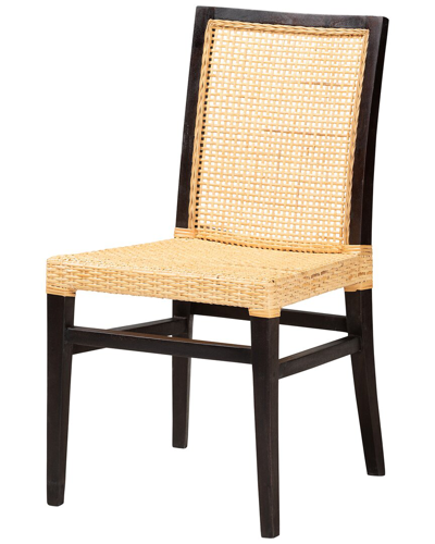 BAXTON STUDIO BAXTON STUDIO LINGGA MODERN BOHEMIAN MAHOGANY & RATTAN DINING CHAIR