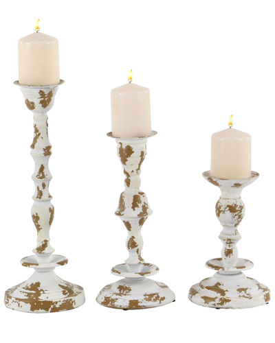 Peyton Lane Set Of 3 Vintage Distressed Metal Candle Holders In Neutral