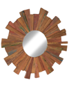 Peyton Lane Round Eclectic Reclaimed Wood Wall Mirror